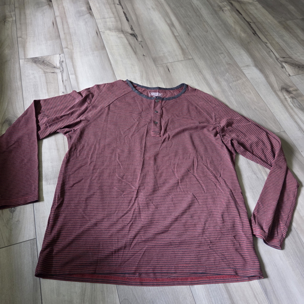 Pendleton Men's Long Sleeve Striped Henley - Burgundy